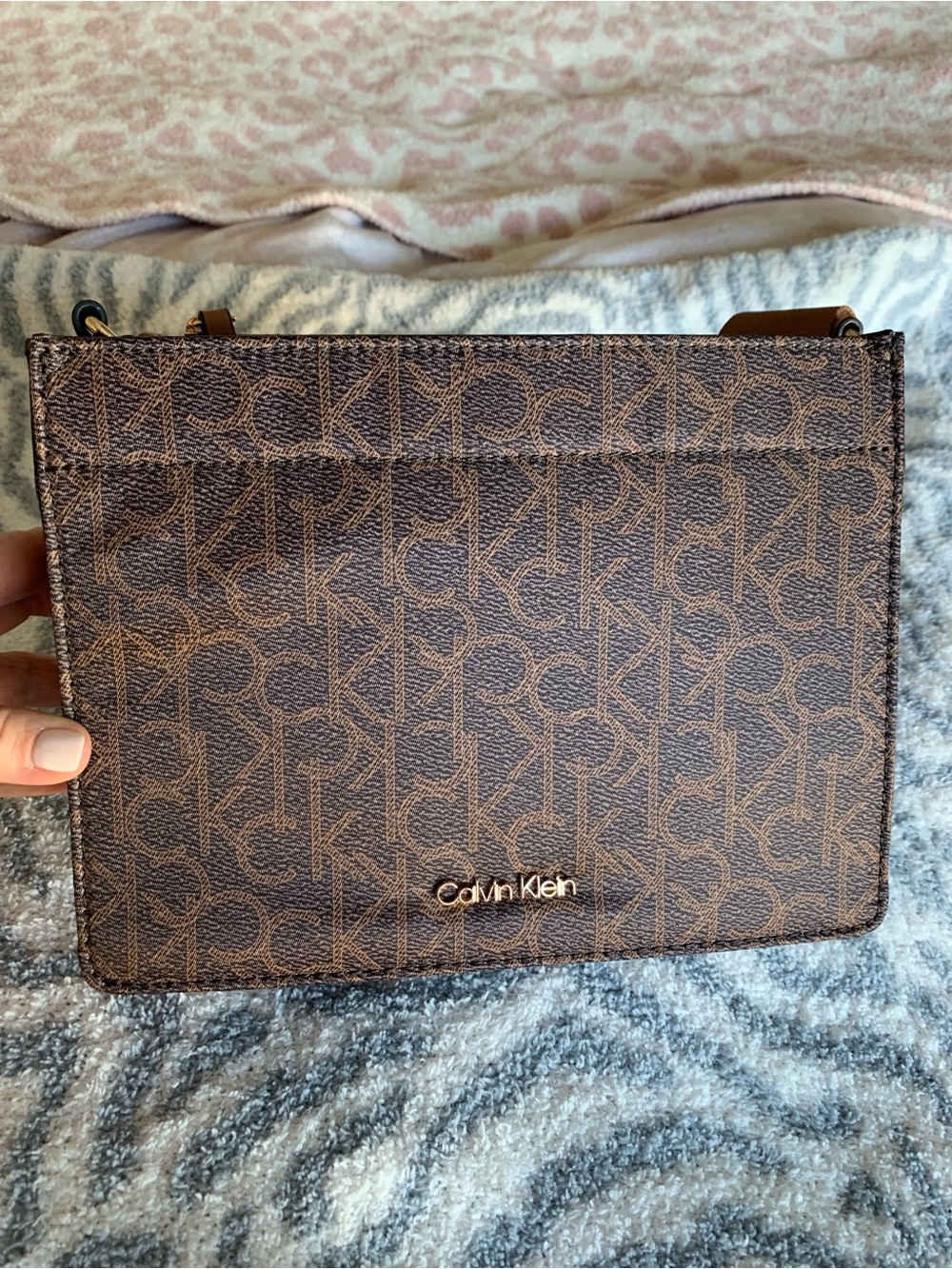 Calvin Klein Brown Logo-Print Crossbody Bag